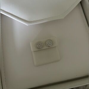Elegant Sterling Silver crystal Stud Earrings